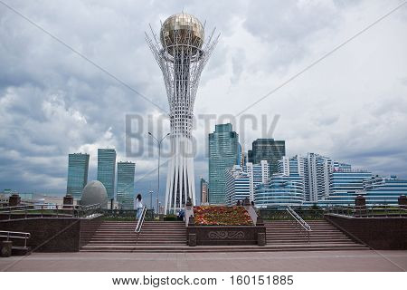 Astana, Kazakhstan - July 15, 2016: Baiterek - a monument in the capital of Kazakhstan, Astana, one of the main attractions of the city