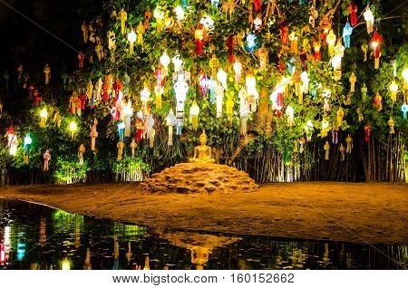 Floating lantern in Wat Phan Tao Temple, Chiangmai,Thailand