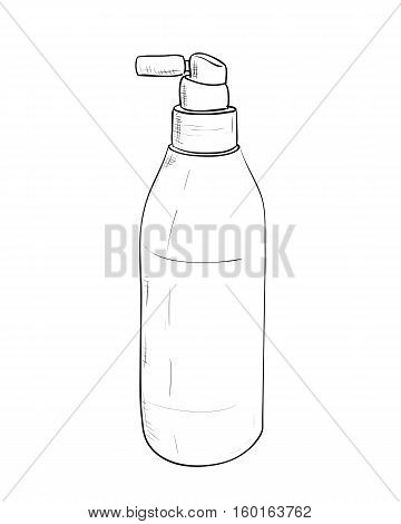 Vector sketch bottles of hair spray. Hand draw illustration.