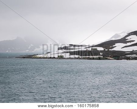 Comandante Ferraz Antarctic Station located in Admiralty Bay, King George Island, near the tip of the Antarctic Peninsula. February 7, 2013 - Antarctica