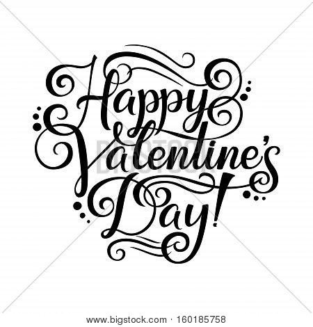 Happy Valentines Day Lettering Greeting Card. Calligraphic Template.