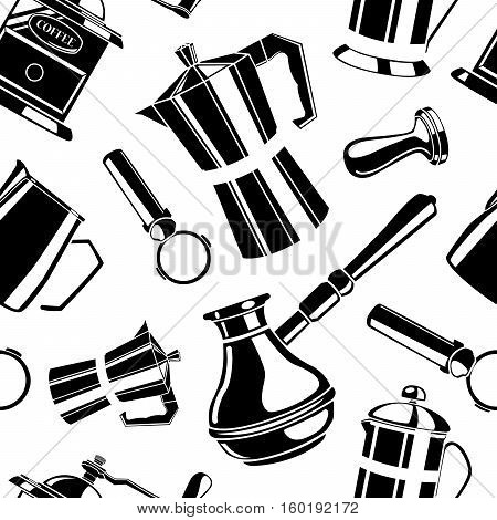 Seamless pattern background with coffee tools vector illustration