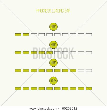 Set of vector downloaders. progress bar and loading icon. ui preloader web elements. Percent loading segments. Vector loading percentage. Linear loader bar
