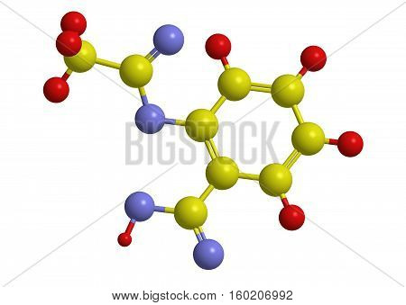 Molecular structure of acetylsalicylic acid (aspirin) medication used to treat pain fever and inflammation 3D rendering