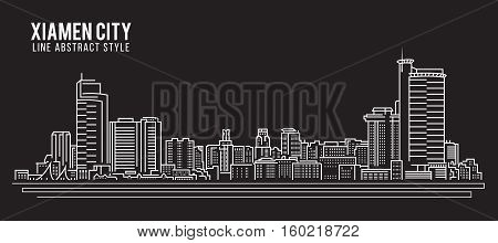 Cityscape Building Line art Vector Illustration design - Xiamen city