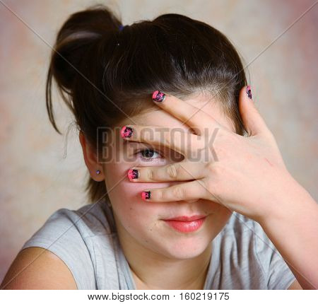 Girl With Manecute Pink Black Laque
