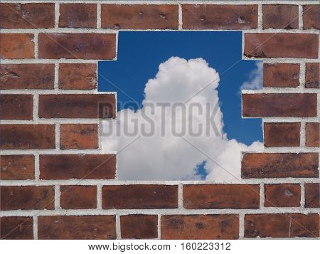 Red Brick Wall With Hole