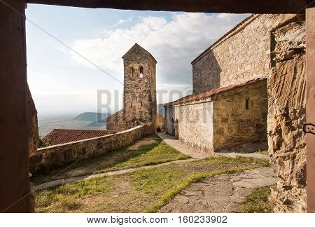 Nekresi monastery Georgia. Ancient brick walls of Orthodox monastery in Alazani valley was erected in 4th - 7th century