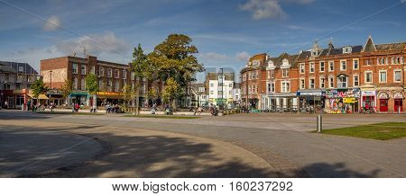 EXMOUTH UK 21 October 2016: The place with houses in the coastal town of Exmouth. Devon. England