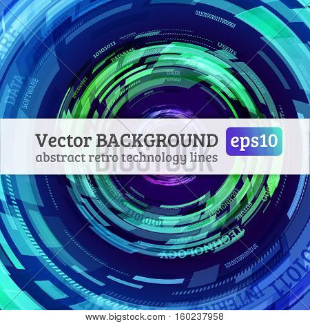 Abstract retro technology circles. Information transfer. Stream of information. Data transfer. Stock vector. eps 10