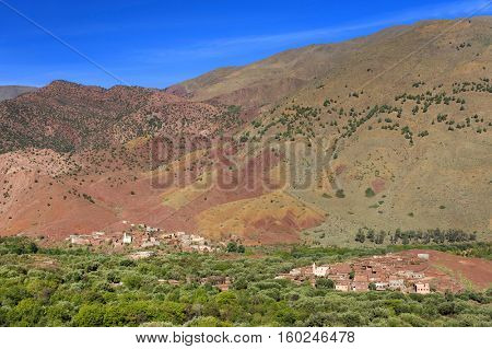 Moroccan village in the Atlas mountains, Morocco, Africa