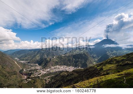 Eruption Of A Volcano Tungurahua, Cordillera Occidental Of The Andes Of Central Ecuador, South Ameri