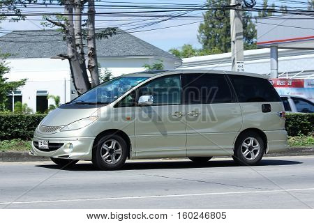 CHIANG MAI THAILAND - OCTOBER 31 2016: Private Toyota Estima car. Family van with hybrid drive to large families. Photo at road no.121 about 8 km from downtown Chiangmai thailand.
