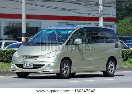 CHIANG MAI THAILAND - OCTOBER 31 2016: Private Toyota Estima car. Family van with hybrid drive to large families. Photo at road no.121 about 8 km from downtown Chiangmai thailand.