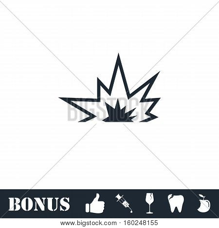 Explosion icon flat. Vector illustration symbol and bonus pictogram