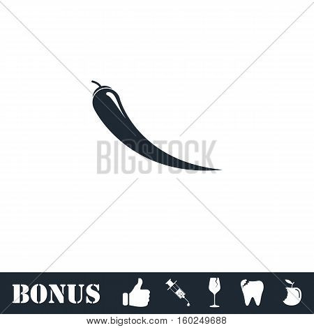 Chilli pepper icon flat. Vector illustration symbol and bonus pictogram