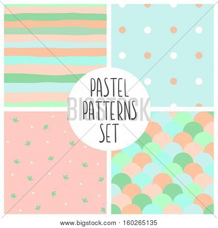 Set of cute pastel vector seamless patterns