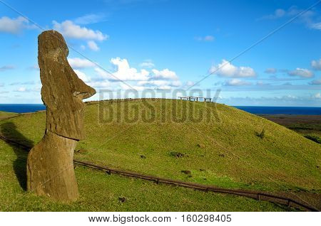 Moai on Easter Island Chile looking towards the sea