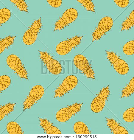 Modern stylized pineaples seamless pattern. For fabric textile, print design