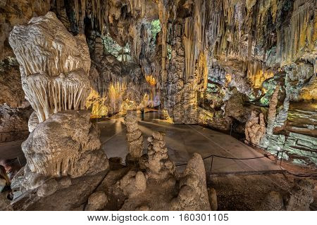 Geological formations in famous Nerja Cave Andalusia Spain