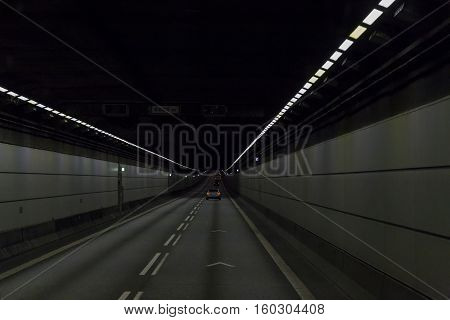 ORESUND, DENMARK - JUNE 29, 2016: This is the tunnel of Oresund crossing on the island Poberholm.