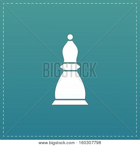Chess officer. White flat icon with black stroke on blue background