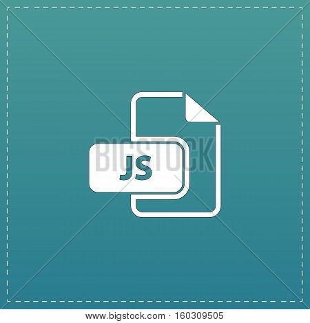 JS file extension. White flat icon with black stroke on blue background