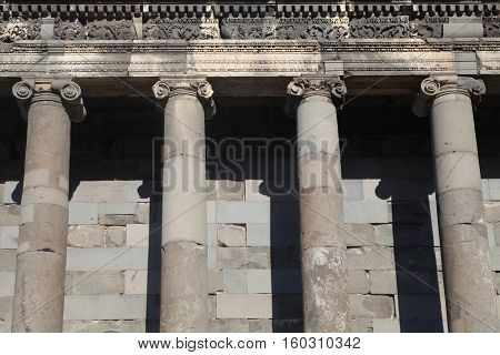 Detail of Ancient Roman Columns in Hellenistic temple of Garni, Armenia