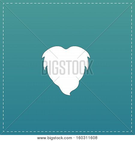 Beard. White flat icon with black stroke on blue background