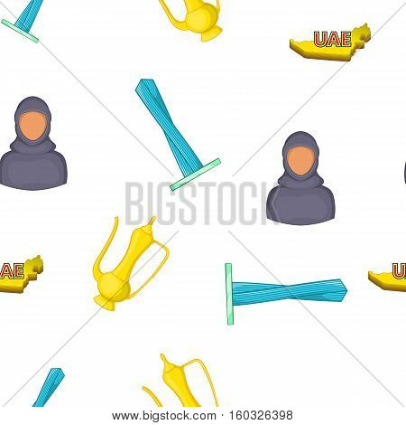 Stay in UAE pattern. Cartoon illustration of stay in UAE vector pattern for web