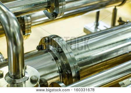 Industrial equipment  pipes stainless tubes Food automation.