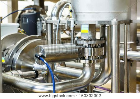 Industrial equipment  pipes stainless tubes Food automation.