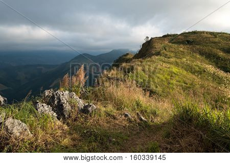 Mountain view from Doi pha phung peak in Nan province, Thailand.