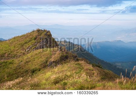 Mountain view from Doi pha phung peak in Nan province, Thailand.
