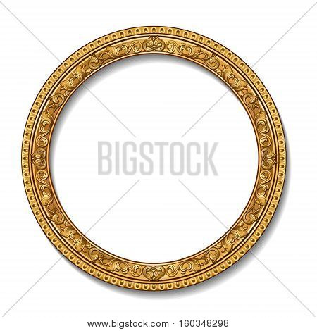 round frame gold color with shadow on white background
