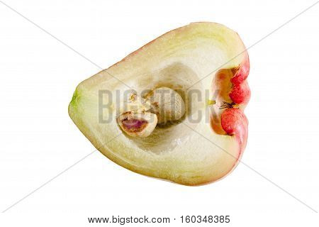 green rose apple (chomphu) isolated on white background. Fruit heart shape. objects with clipping paths.
