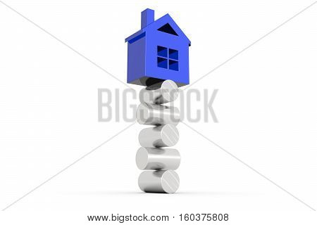 house balance on white background 3D illustration