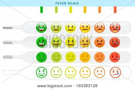 Fever Scale. Four Thermometers