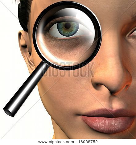 Eye magnified with glass