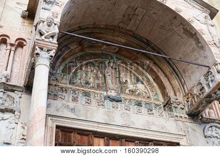 Decoration Of Facade Of San Zeno Basilica, Verona