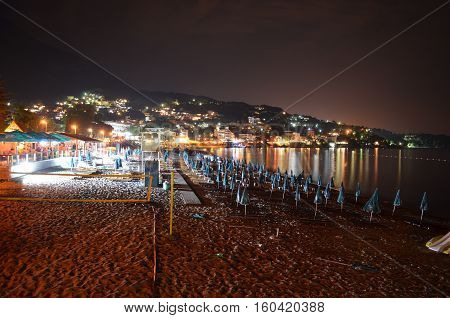Beautiful view of the small town on the Adriatic coast at night.