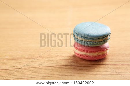Pink And Blue Traditional French Macaron nack, assortment, background,