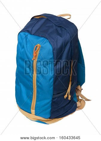 Blue backpack isolated on the white background