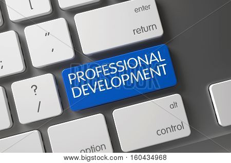 Concept of Professional Development, with Professional Development on Blue Enter Keypad on Slim Aluminum Keyboard. 3D Illustration.