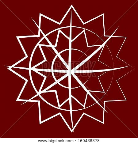 Vector snowflake on red background. Vector illustration