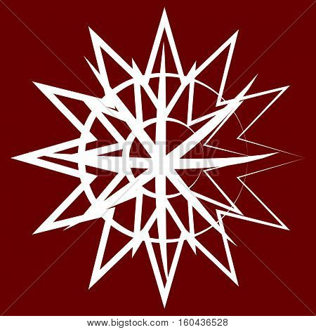 Vector snowflake on red background. Vector illustration