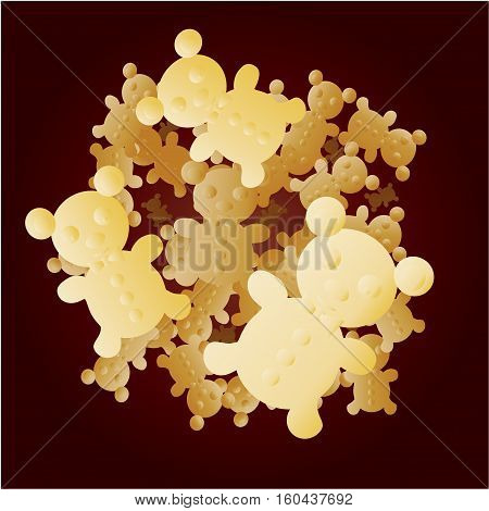 illustration of isolated various bear bakery on white