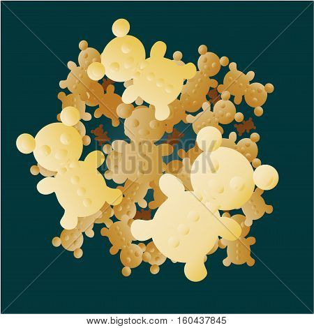 illustration of isolated various bear bakery on white