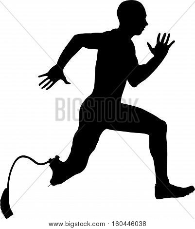 male athlete disabled amputee running Illustrator vector