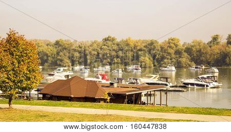 Autumn and Sunday morning on the river bank
